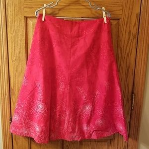Christopher & Banks embroidered red floral skirt